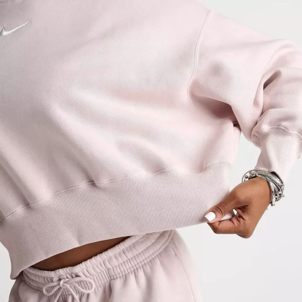Nike Phoenix Fleece Oversized Crewneck Sweatshirt Light Pink Size S